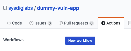 The new workflow button in GitHub Actions